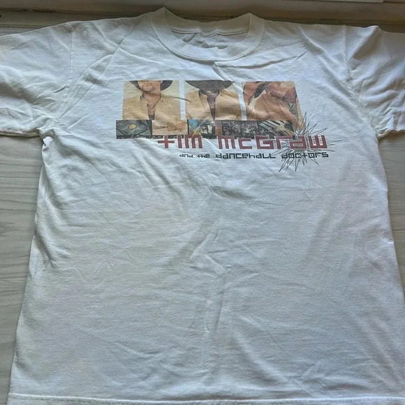 2003 TIM MCGRAW & The Dance Hall Doctors one band show VINTAGE white S/S t/shirt - Picture 2 of 5